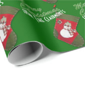Schneemann auf Weihnachten Strumpf Personalisiert Geschenkpapier (Rolleneckpunkt)