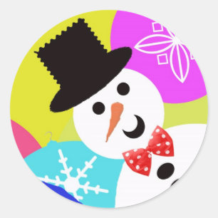 Schneemann-Aufkleber Runder Aufkleber