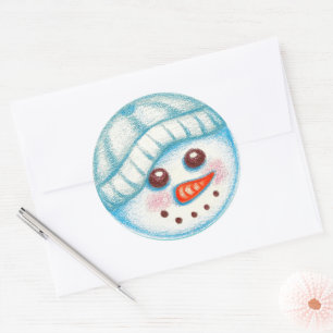 Schneemann-Aufkleber Runder Aufkleber