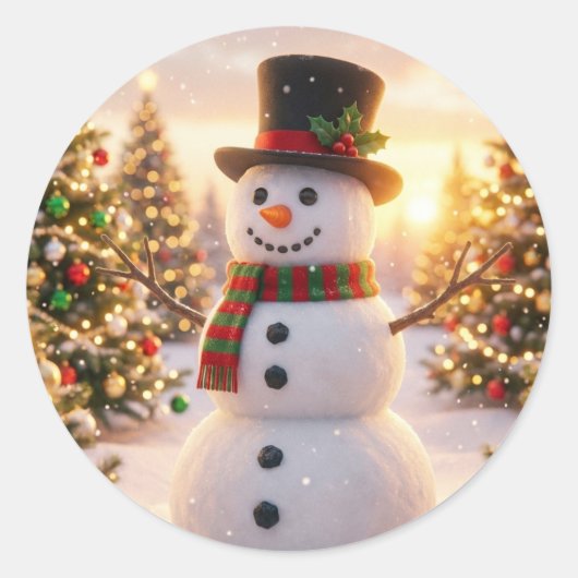 Schneemann-Aufkleber Weihnachtskollektion  Runder Aufkleber (Vorderseite)