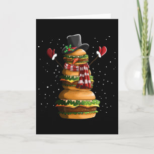 Schneemann aus Burgern Cheeseburger Fast Food Chr Karte