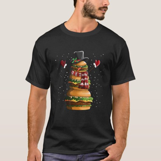 Schneemann aus Burgers Cheeseburger Fast Food Chr T-Shirt (Vorderseite)
