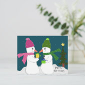 Schneemann-Austauschpräsenzen Feiertagspostkarte (Stehend Vorderseite)