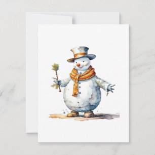 Schneemann B - Aquarelle Feiertagskarte