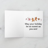 Schneemann-Backen-Plätzchen Feiertagskarte (Innenseite)