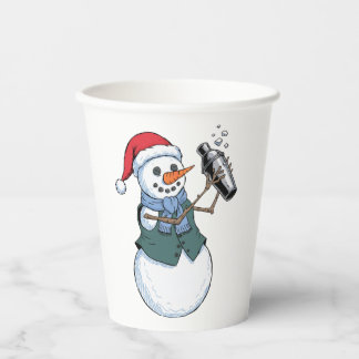 Schneemann Barkeeper Weihnachten 2026 Feiertags-Co Pappbecher