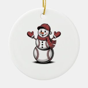 Schneemann Baseball Weihnachten Sportliebhaber  Keramik Ornament