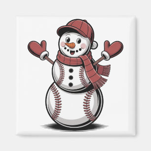 Schneemann Baseball Weihnachten Sportliebhaber Magnet