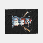 Schneemann Baseball Weihnachten Winter Fleecedecke (Vorderseite (Horizontal))