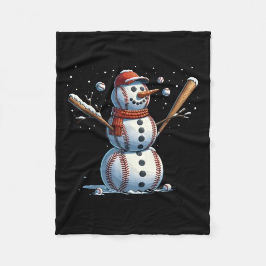 Schneemann Baseball Weihnachten Winter Fleecedecke (Vorderseite)