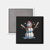 Schneemann Baseball Weihnachten Winter Magnet (Vorderseite/Rückseite)