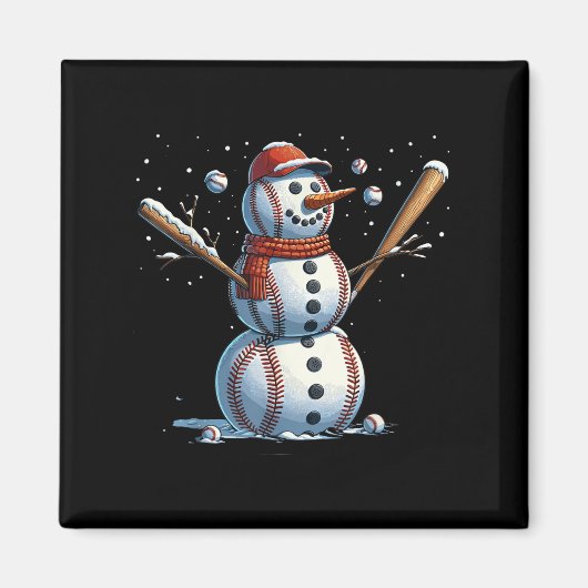 Schneemann Baseball Weihnachten Winter Magnet (Vorne)