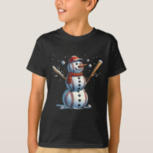Schneemann Baseball Weihnachten Winter  T-Shirt