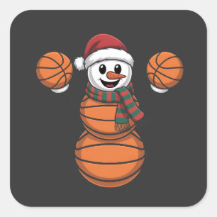 Schneemann Basketball Weihnachten Santa Baseball S Quadratischer Aufkleber