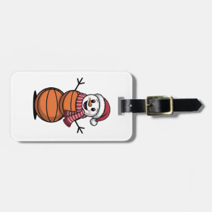 Schneemann Basketball Weihnachten Sportliebhaber Gepäckanhänger