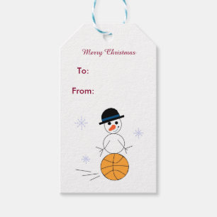 Schneemann Basketballspieler Geschenkanhänger