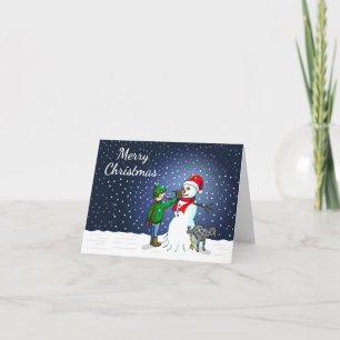 Schneemann Bauen Feiertagskarte