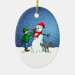 Schneemann bauen keramik ornament