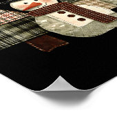 Schneemann Bäume Patchwork Kariert Bäume Rustikale Poster (Ecke)