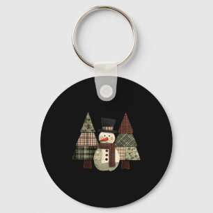 Schneemann Bäume Patchwork Kariert Bäume Rustikale Schlüsselanhänger