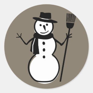 Schneemann, Bernie Taupe Runder Aufkleber