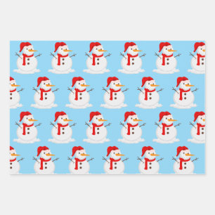 Schneemann Blaue Himmel Wunderland Geschenkpapier Set