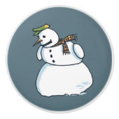 Schneemann-blaue Keramik Keramikknauf (Vorderseite)