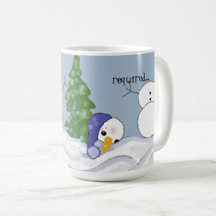 Schneemann braucht lustige Hilfe Kaffeetasse