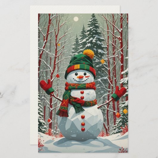 Schneemann Briefpapier (Vorne/Hinten)