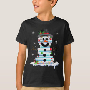 Schneemann Buchstapel Bibliothekar Bücherliebhaber T-Shirt