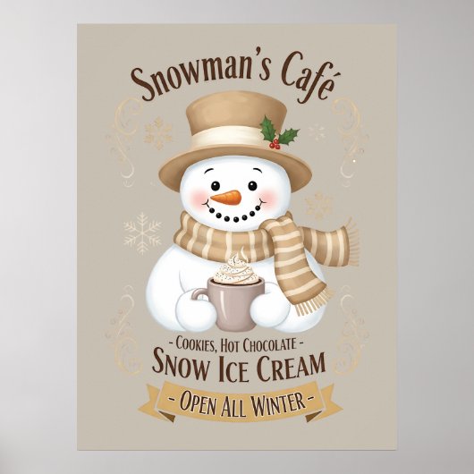 Schneemann-Cafe-Plakat Poster (Vorne)