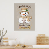 Schneemann-Cafe-Plakat Poster (Küche)