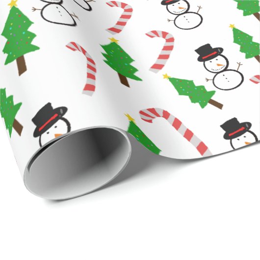 Schneemann Candy Cane Weihnachtsbaum Geschenkpapier (Rolleneckpunkt)