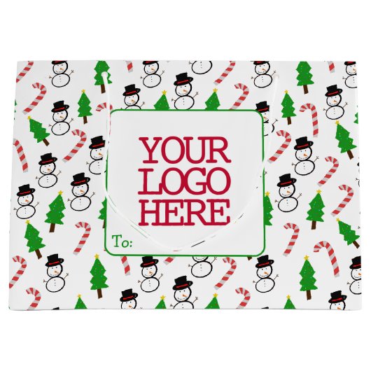 Schneemann Candy Cane Weihnachtsbaum Mitarbeiter Große Geschenktüte (Vorderseite)