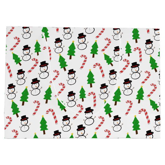 Schneemann Candy Cane Weihnachtsbaum Mitarbeiter Große Geschenktüte (Rückseite)