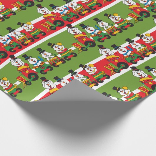 Schneemann Choo Choo Zug Geschenkpapier (Ecke)