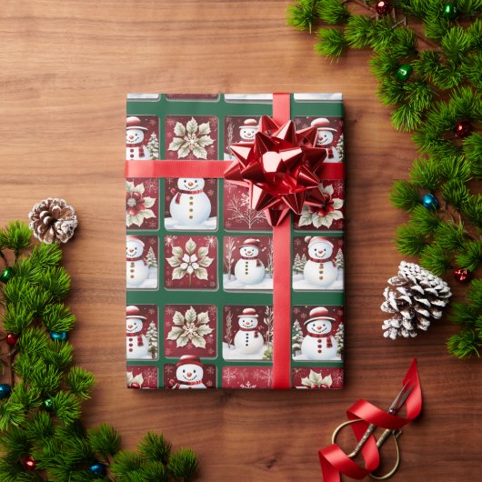Schneemann-Collage Geschenkpapier (Feiertagsgeschenk)