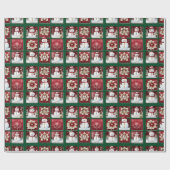 Schneemann-Collage Geschenkpapier (Flach)