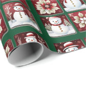 Schneemann-Collage Geschenkpapier (Rolleneckpunkt)