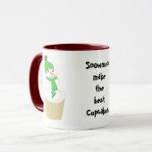 Schneemann-Cupcake mit Sprüchen Tasse (Vorderseite Links)