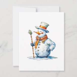 Schneemann D - Aquarelle Feiertagskarte