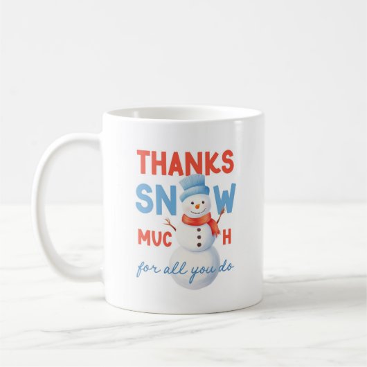 Schneemann Danke, Schnee viel Geschenk Kaffeetasse (Links)