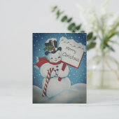 Schneemann der 1950er Jahre Frohe Weihnachtspostka Postkarte (Stehend Vorderseite)