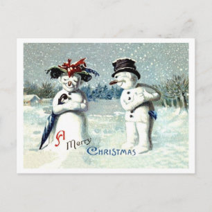 Schneemann, der an Weihnachten Liebe ausdrückt, vi Postkarte