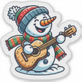 Schneemann, der im Winterwunderland herumläuft Aufkleber (Vorderseite)