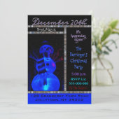 Schneemann der Weihnachtsweihnachtsfeier der Nacht Einladung (Stehend Vorderseite)