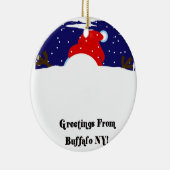Schneemann des Büffel-NY Keramikornament (Rechts)