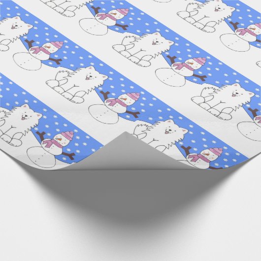 Schneemann des Samoyed-N Geschenkpapier (Ecke)