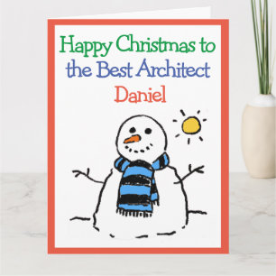 Schneemann Design Frohe Weihnachten an einen Archi Karte