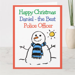 Schneemann-Design Frohe Weihnachten an einen Poliz Karte